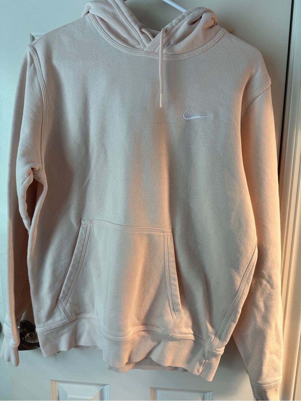 Nike Men's Light Pink Hoodie with Embroidered Swoosh